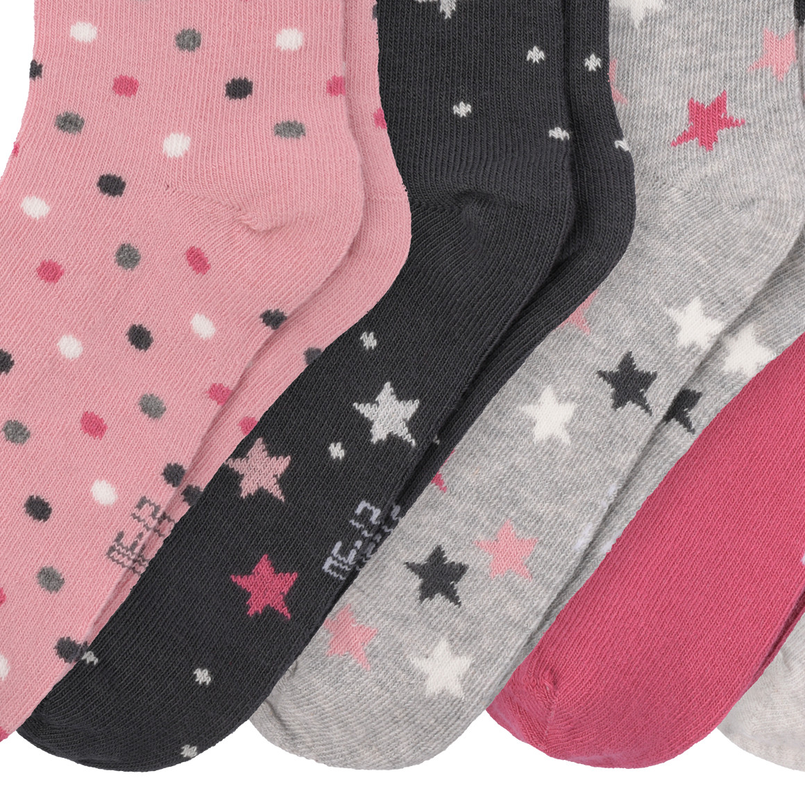 Topolino 5 Paar Mädchen Socken im Set grau / rosa