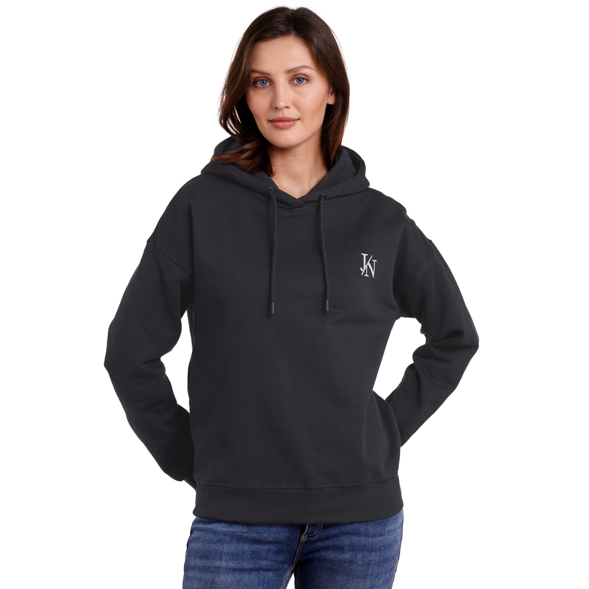 Jonas Nielsen Damen Hoodie mit Logo-Stickerei dunkelblau