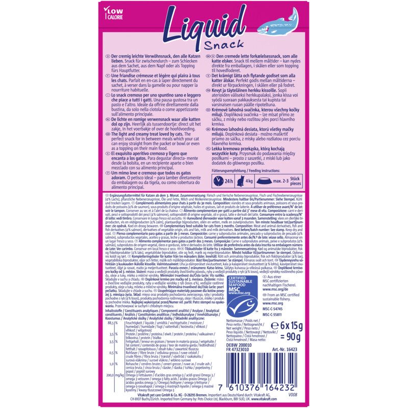 Vitakraft Liquid snack zalm & omega
