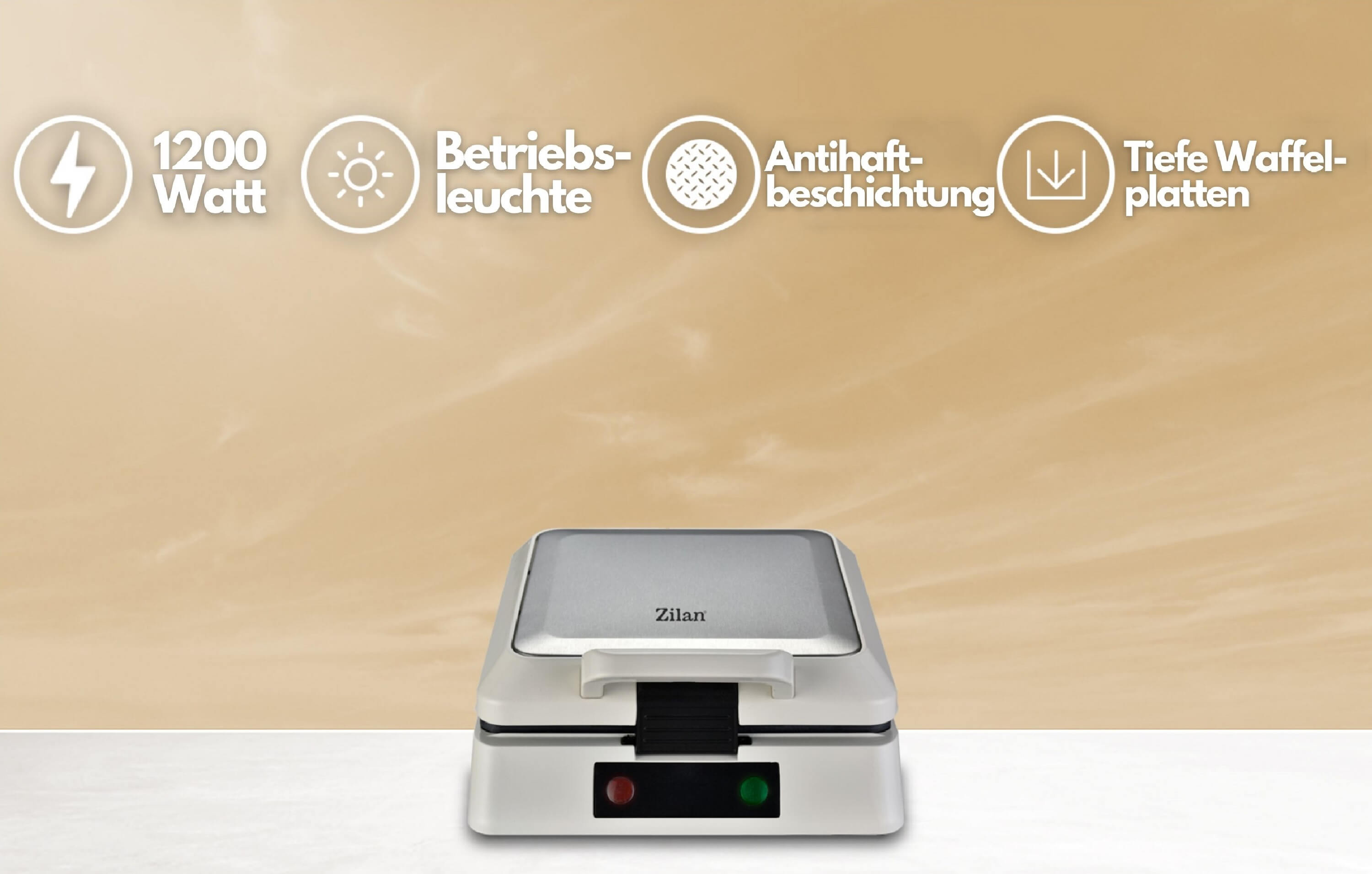 Zilan Waffeleisen Cool-Touch-Technologie Antihaftbeschichtung 1200W