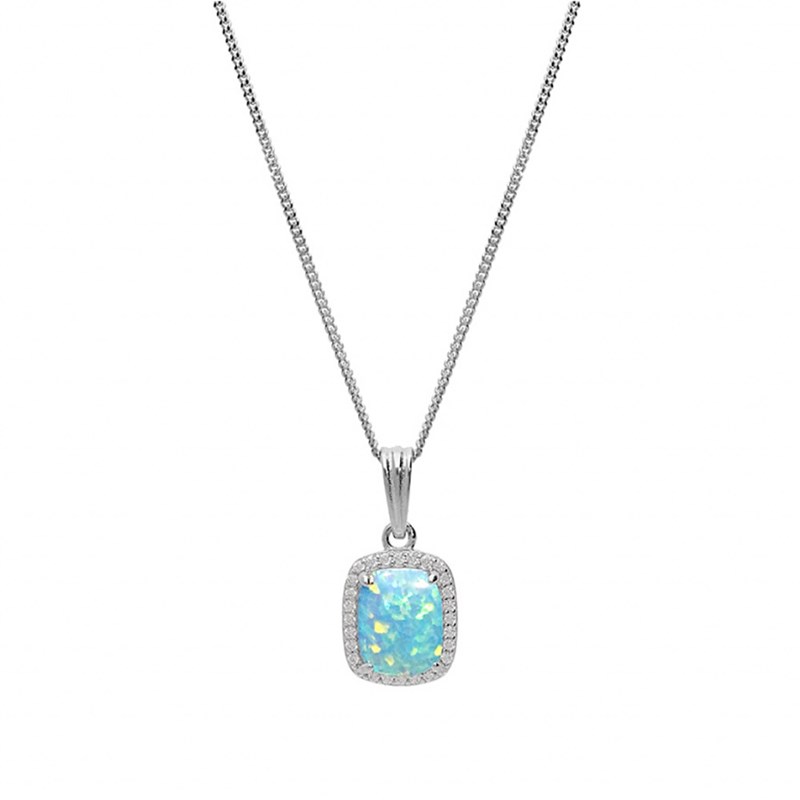 Collier Argent - Opale turquoise