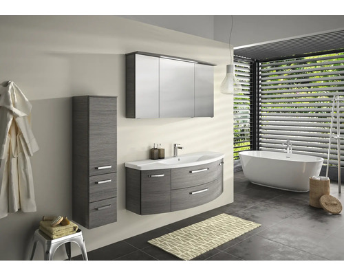 Jungborn VENTITRE halfhoge kast, BxHxD 30 x 121 x 33 cm, frontkleur grafiet, horizontale houtnerfstructuur