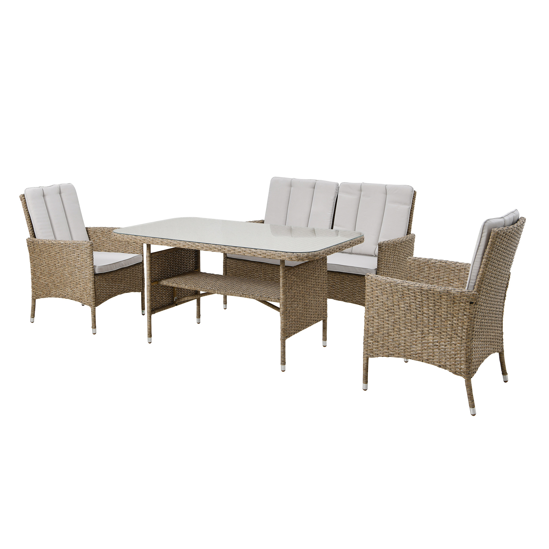 4-teiliges Gartenset - beige-grau