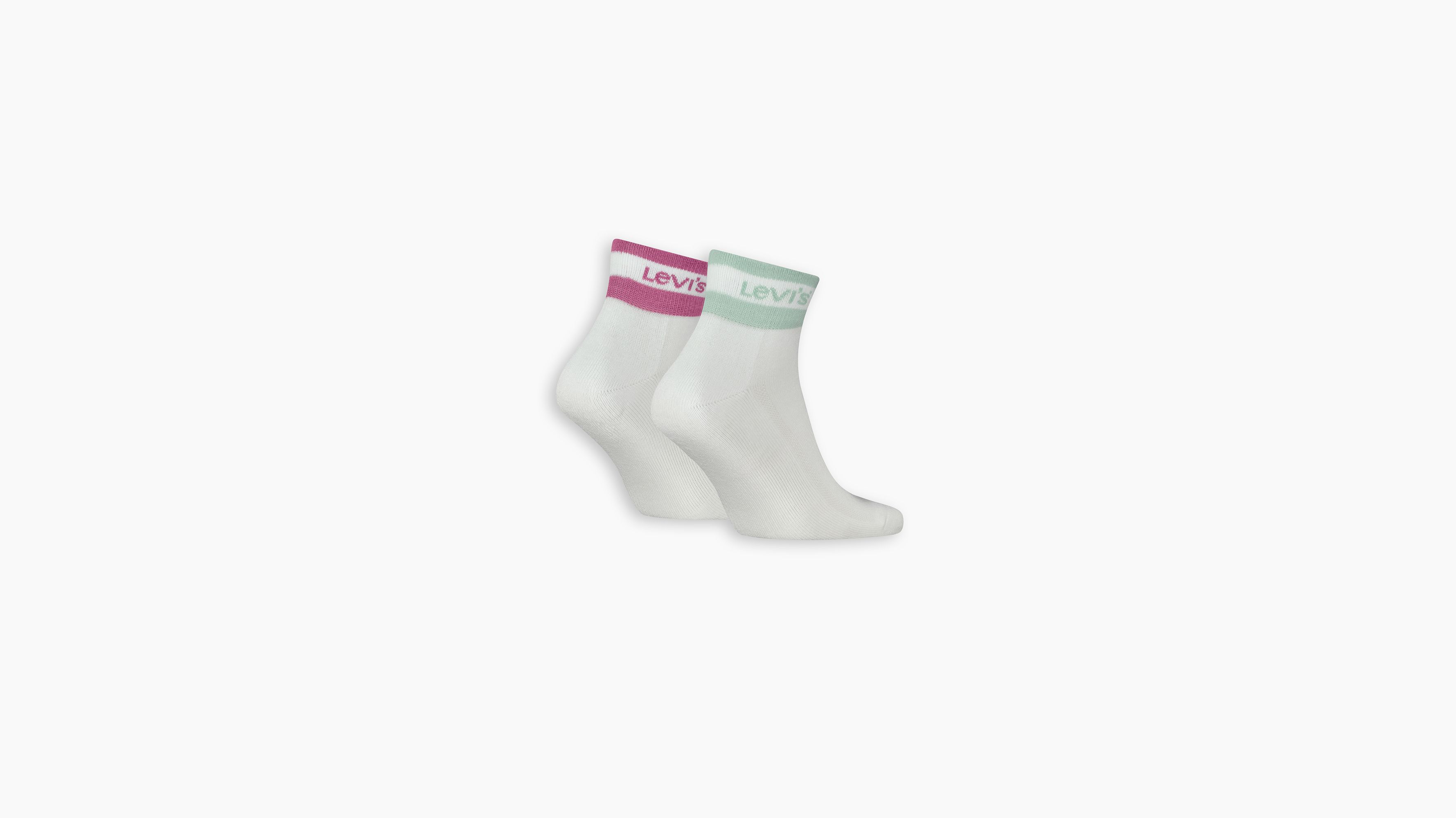 Levi's® chaussettes mi-hautes sport rayures - Lot de 2 - Aqua Foam/Pink - Multicolore