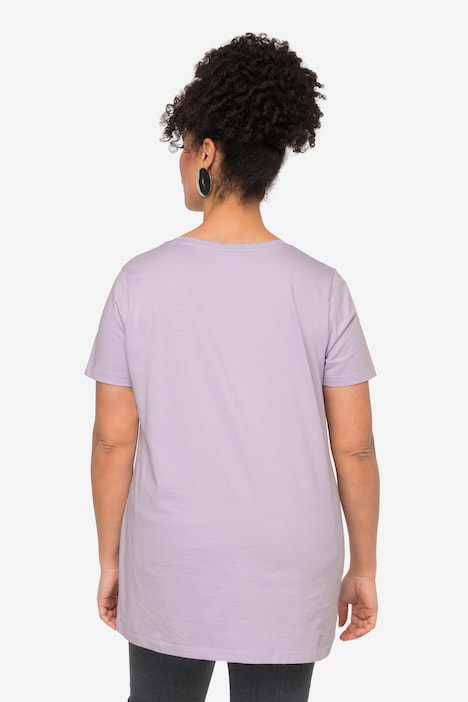 T-Shirt, Straight Fit, Herz-Druck, Halbarm