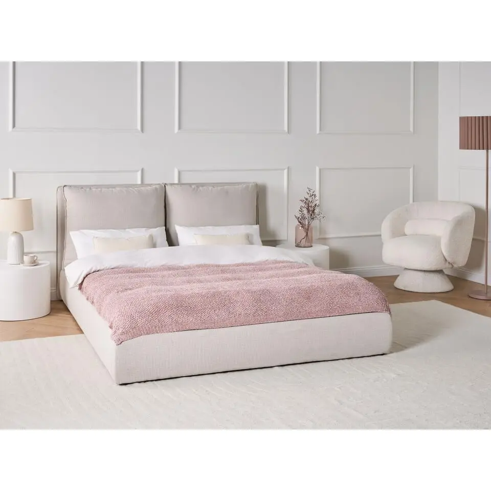 BAJONNA - Tweepersoonsbed - Beige - 160 x 200 cm - Stof