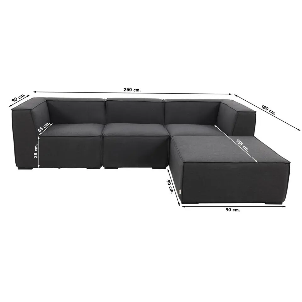 Liberty Sunbrella - Sooty - Loungeset 4-delig incl. chaise longue