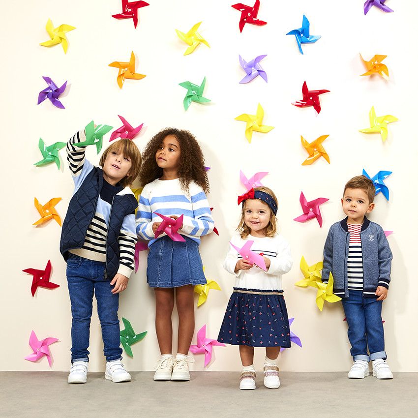 Bandeau à nœud imprimé papillons pour bébé fille - Bleu marine