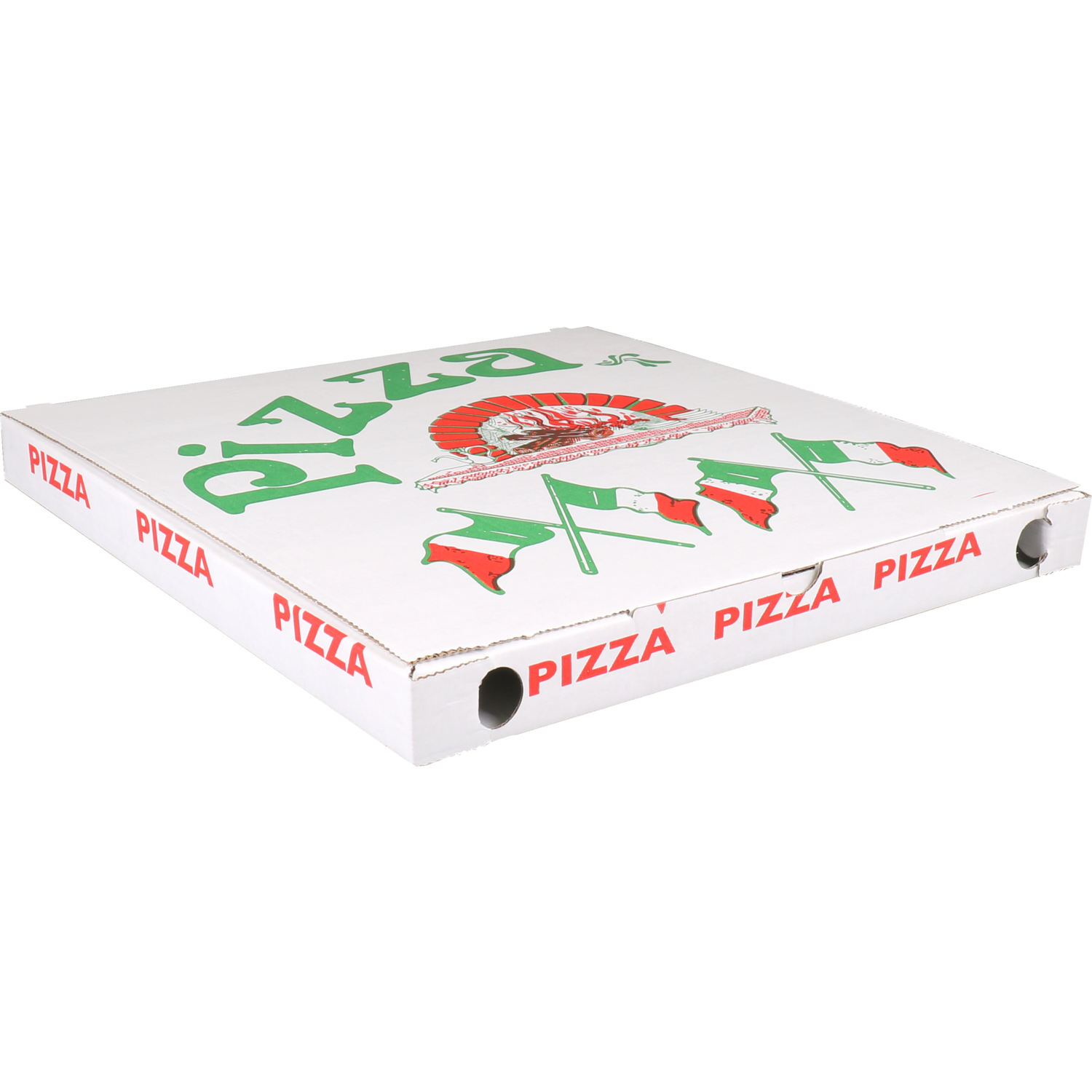 Pizzadoos, golfkarton, 30x30x3cm, vegetale, wit