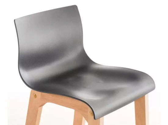 Lot de 2 Tabouret de bar - Bois & Bois - Gris - Hover