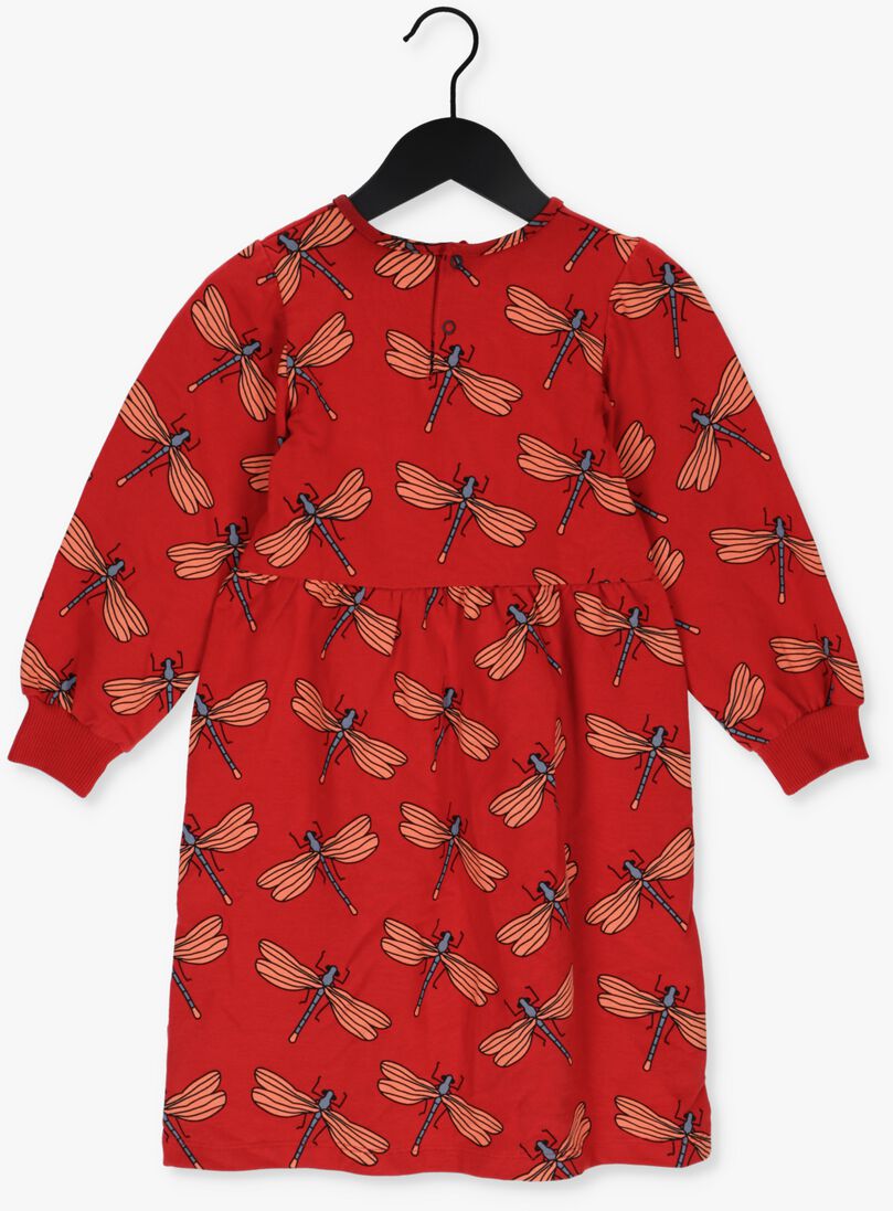CARLIJNQ rode carlijnq midi jurk dragonfly - skaterdress puffed sleeves