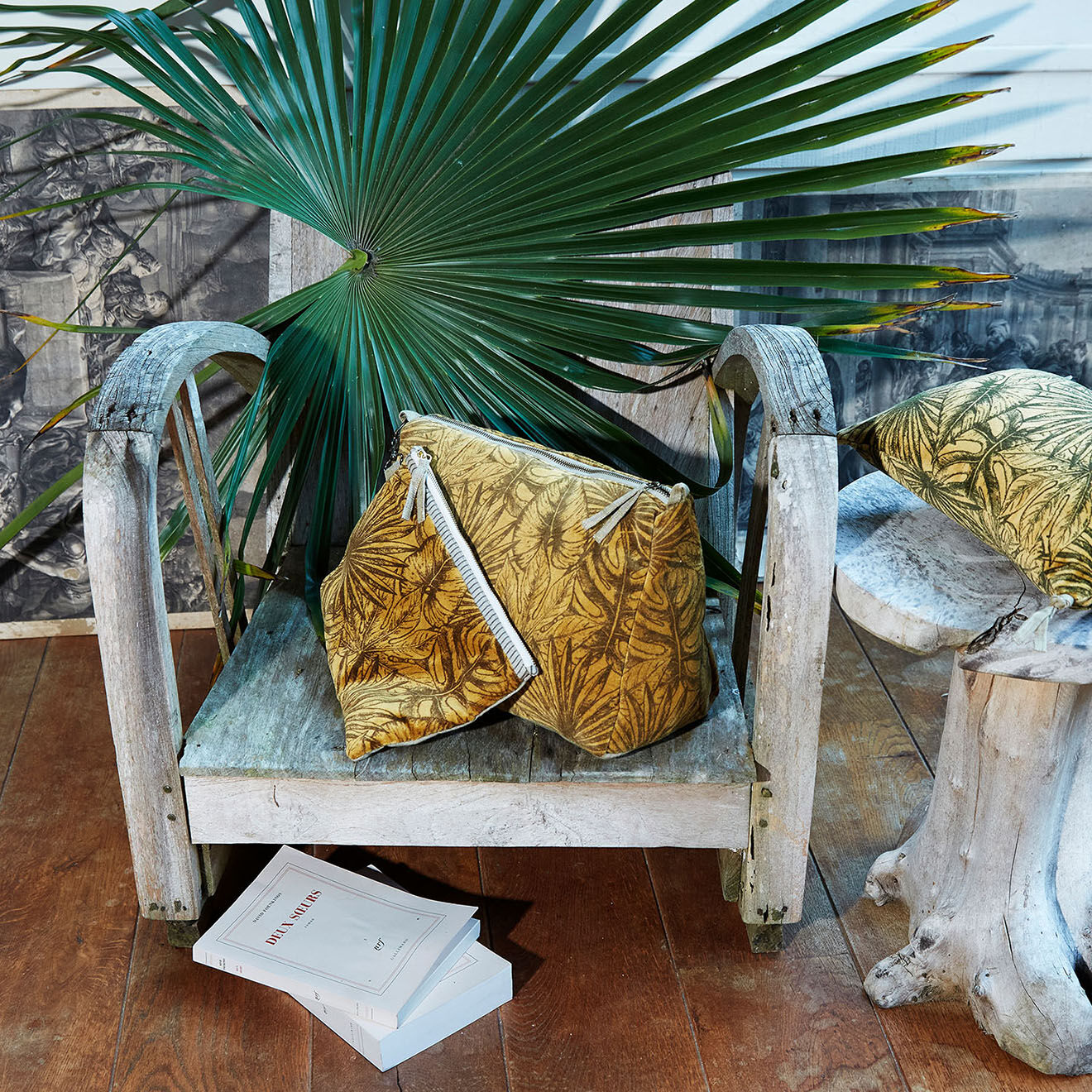 En Fil d'Indienne Trousse plate + trousse de toilette Goa curry