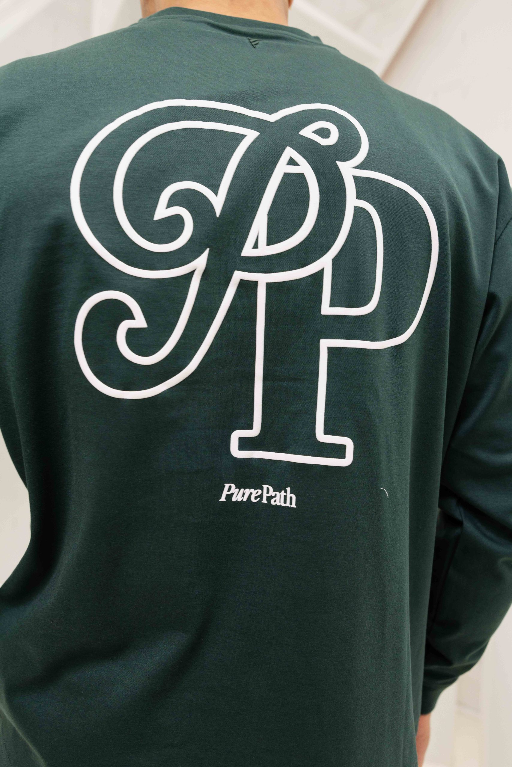 Pure Path Initials Longsleeve T-Shirt Heren Donkergroen