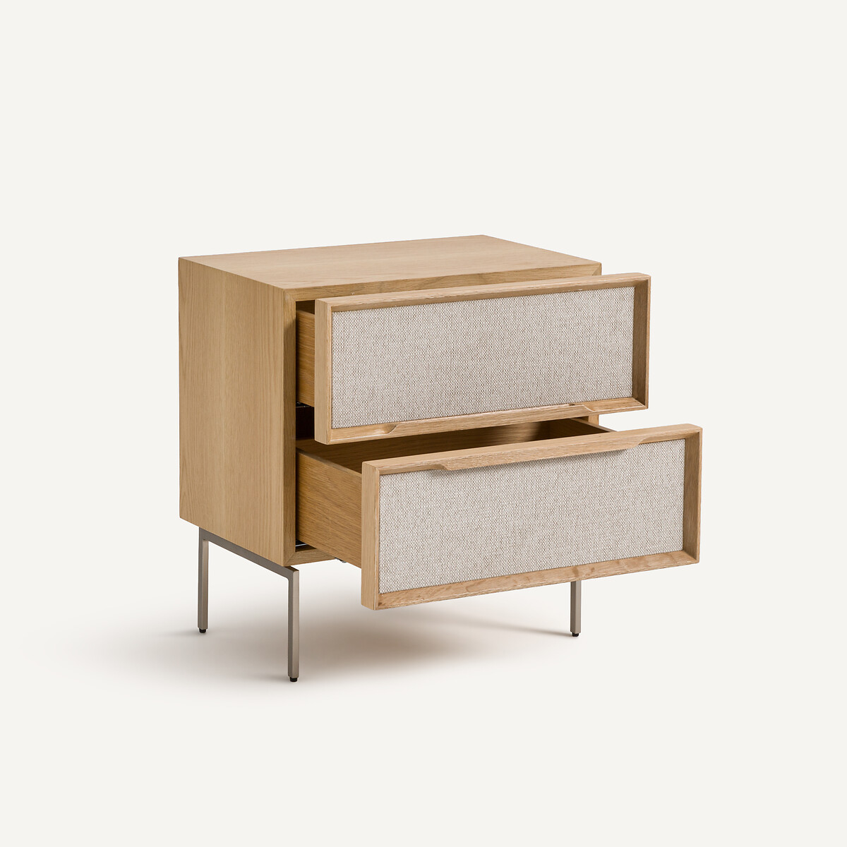 AM.PM<br>Mesa de cabeceira com 2 gavetas, carvalho e tecido texturizado, Omid