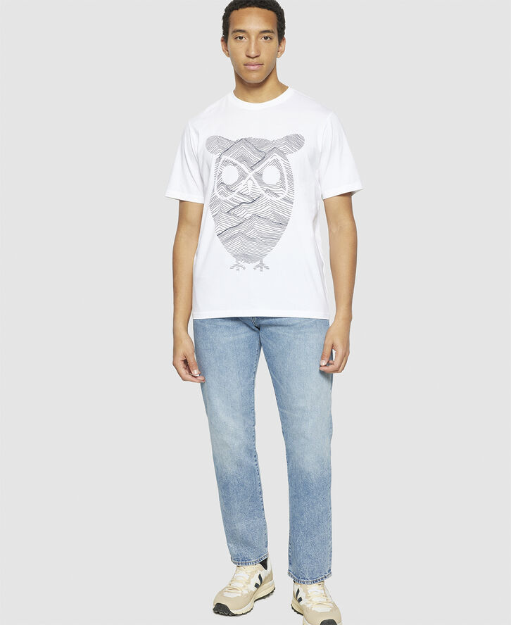 Knowledge Cotton Apparel Regular fit mountain t-shirt - Regenerative Organic Certifie Hvid