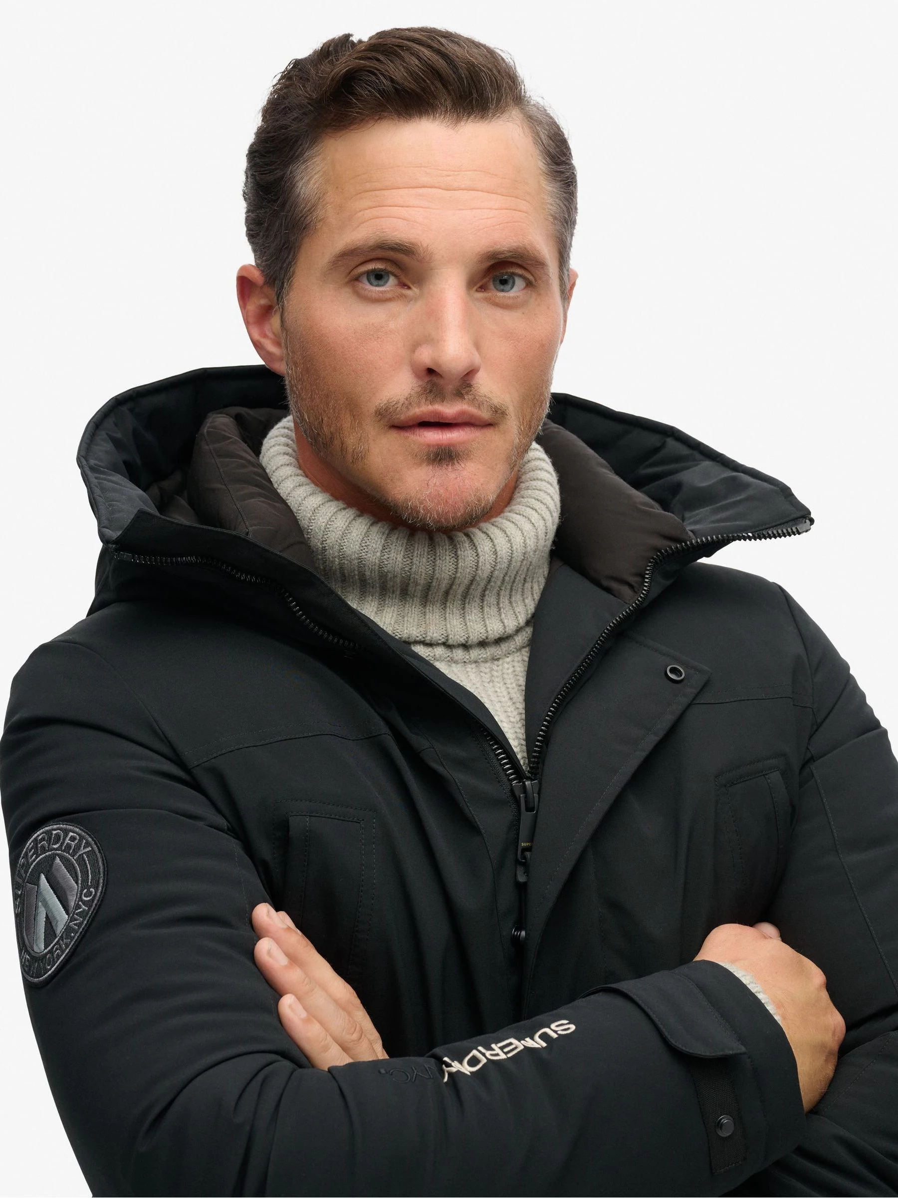 Zwart - Superdry City gewatteerde parkajas