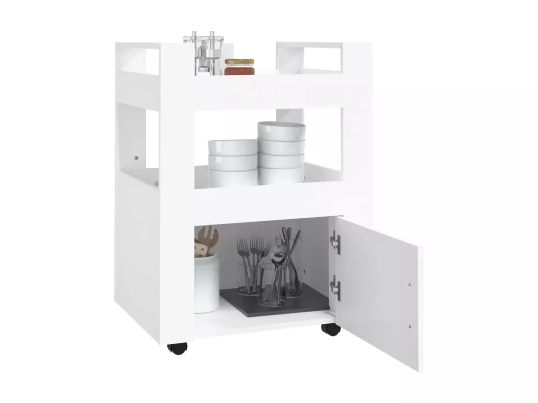 Chariot de cuisine Blanc 60x45x80 cm Bois d'ingénierie