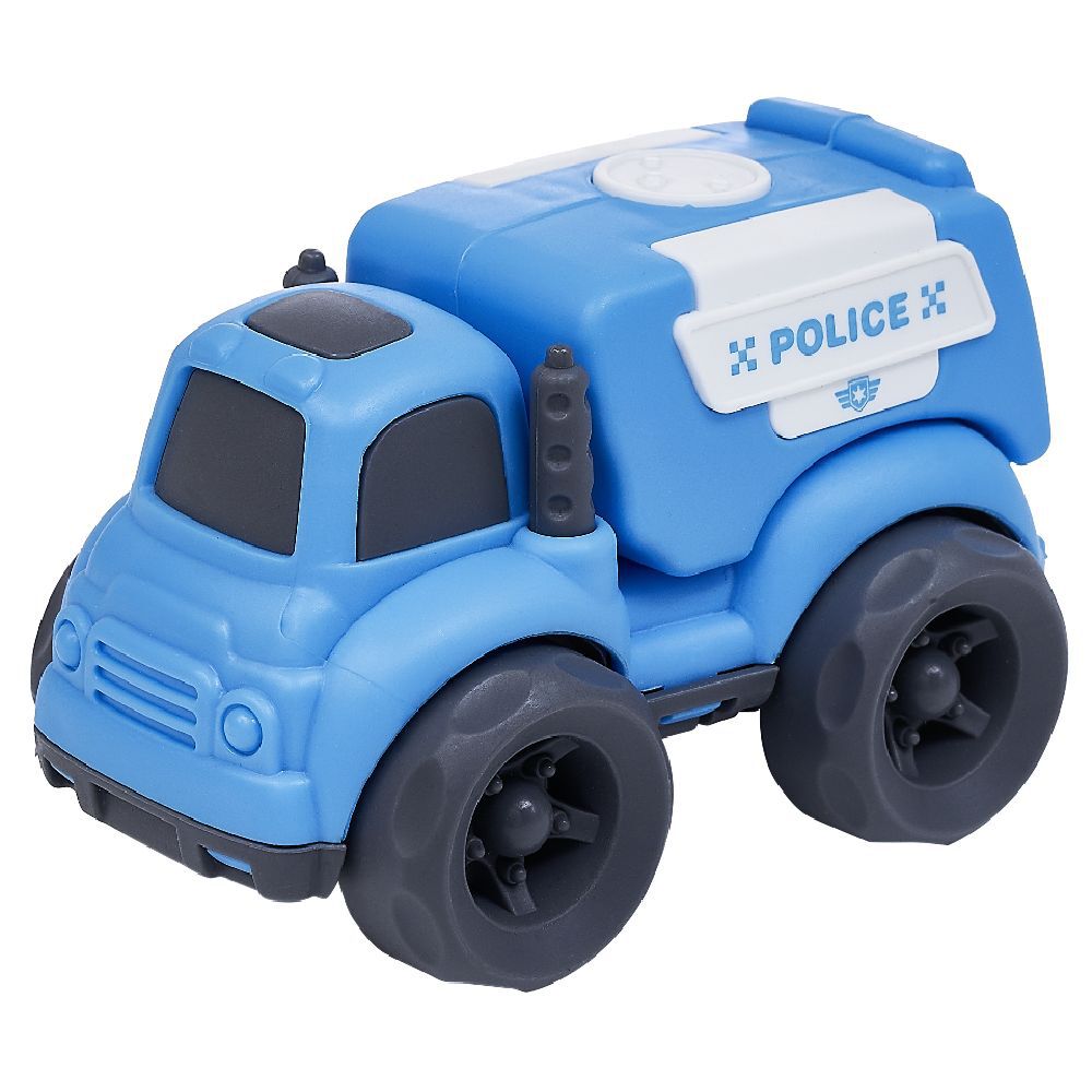 Voiture de police plastique bleu 10x6,5xH7 cm