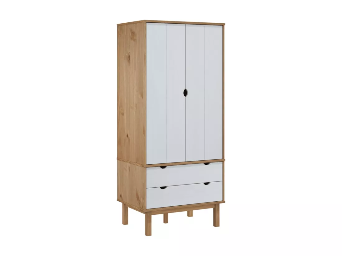 Garde-robe OTTA Marron et blanc 76,5x53x172 cm Bois massif pin
