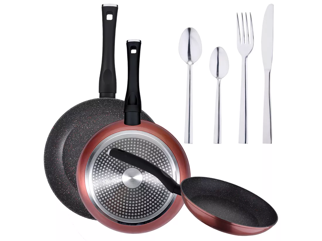 Pack de 3 casseroles ø20 / 24 et 28 cms + 24pc de couverture en acier inoxydable