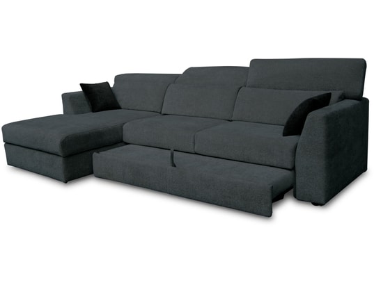 CITY - Canapé lit Brunico angle gauche anthracite convertible+coffre