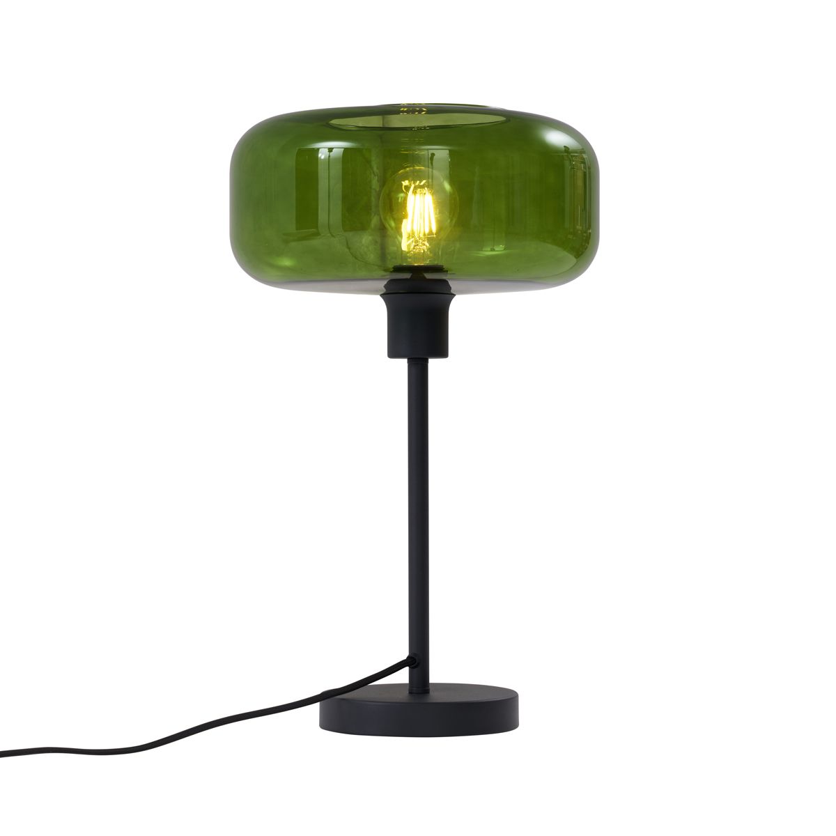 Retro tafellamp zwart met groen glas - Bizle