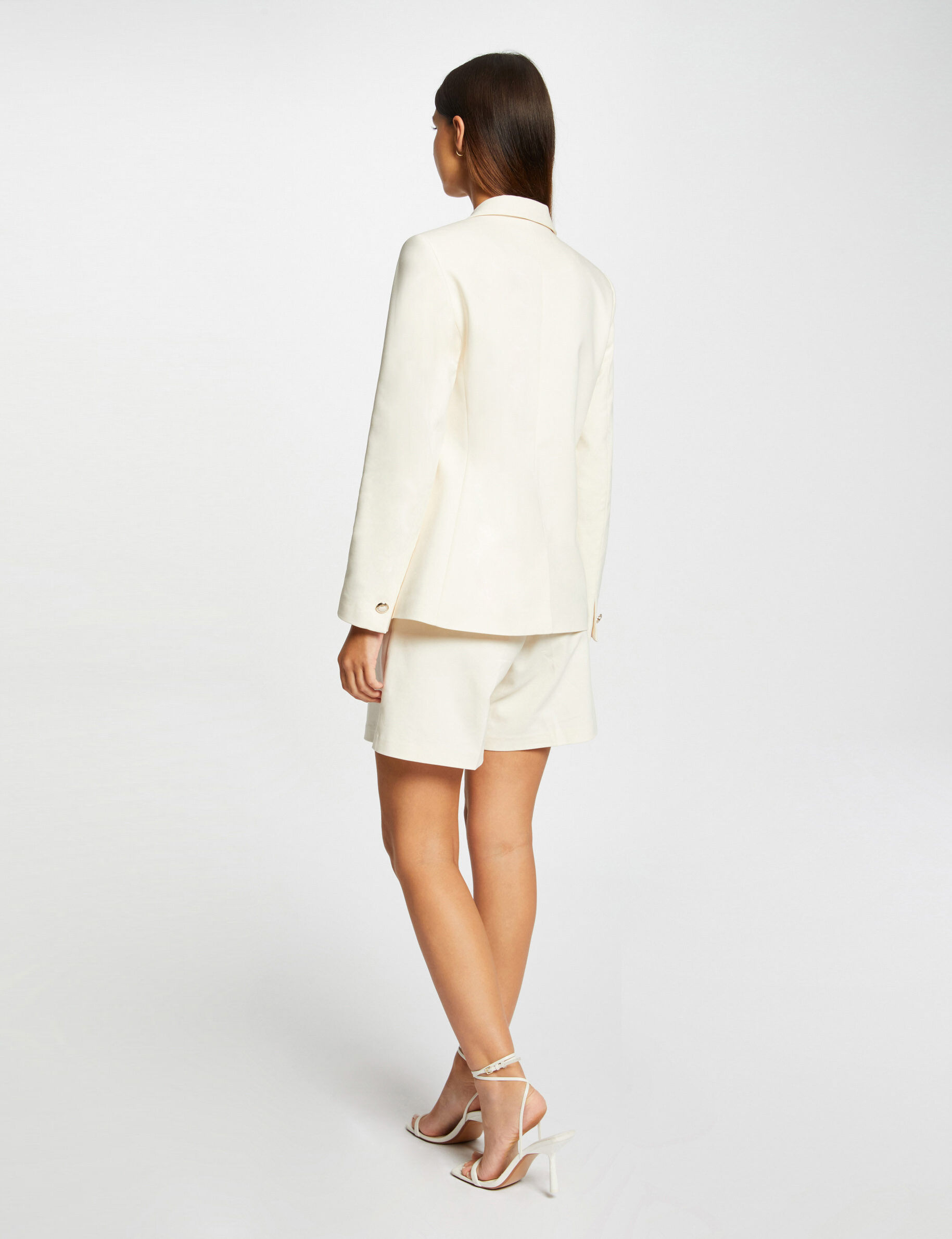 Veste city cintrée manches longues ecru moyen femme - ecru_moyen