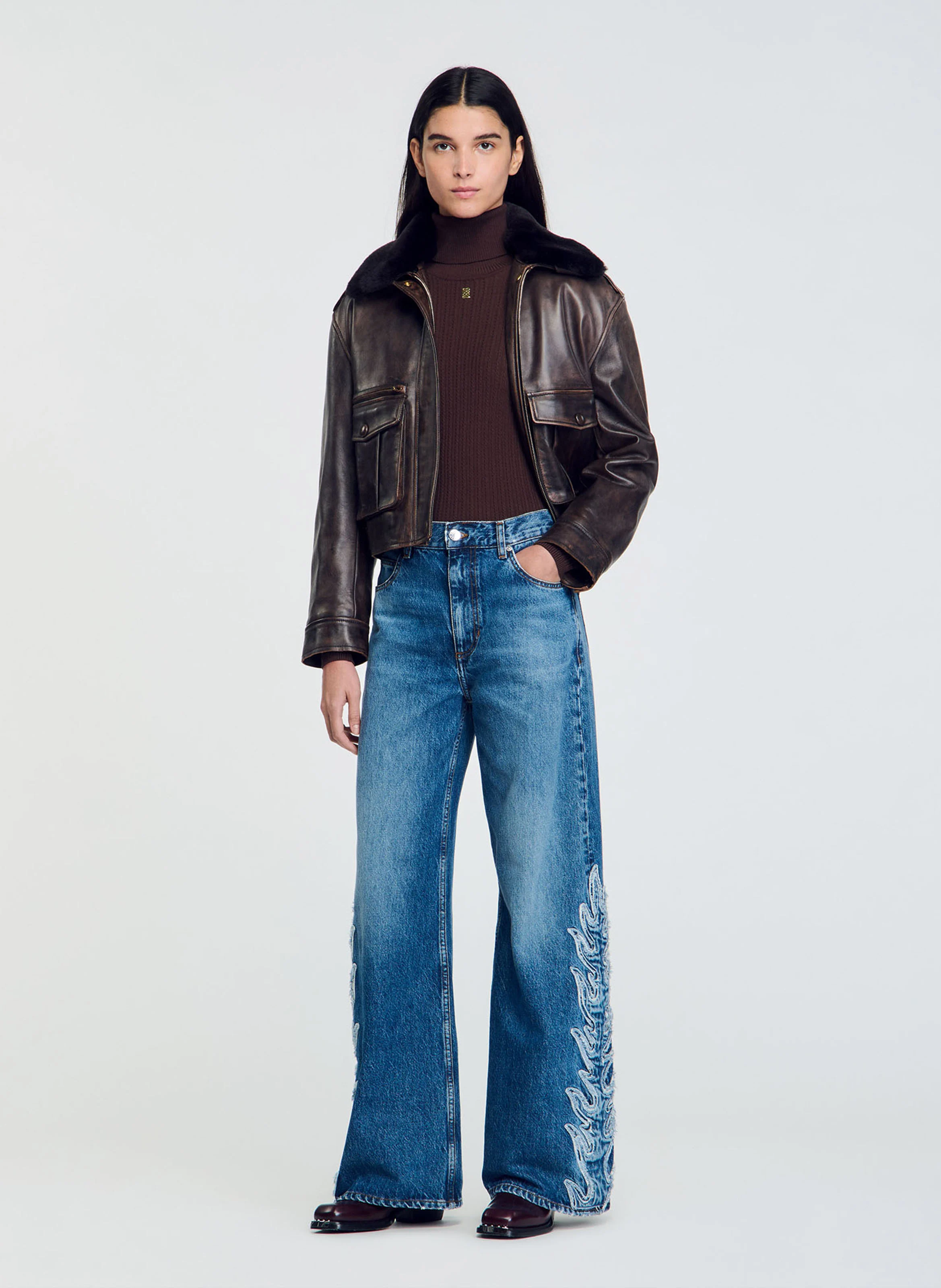 Jean large en coton | Bleu