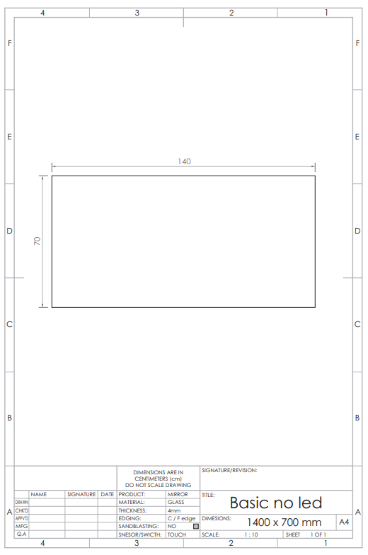 Gliss Design Basic spiegel 140x70cm