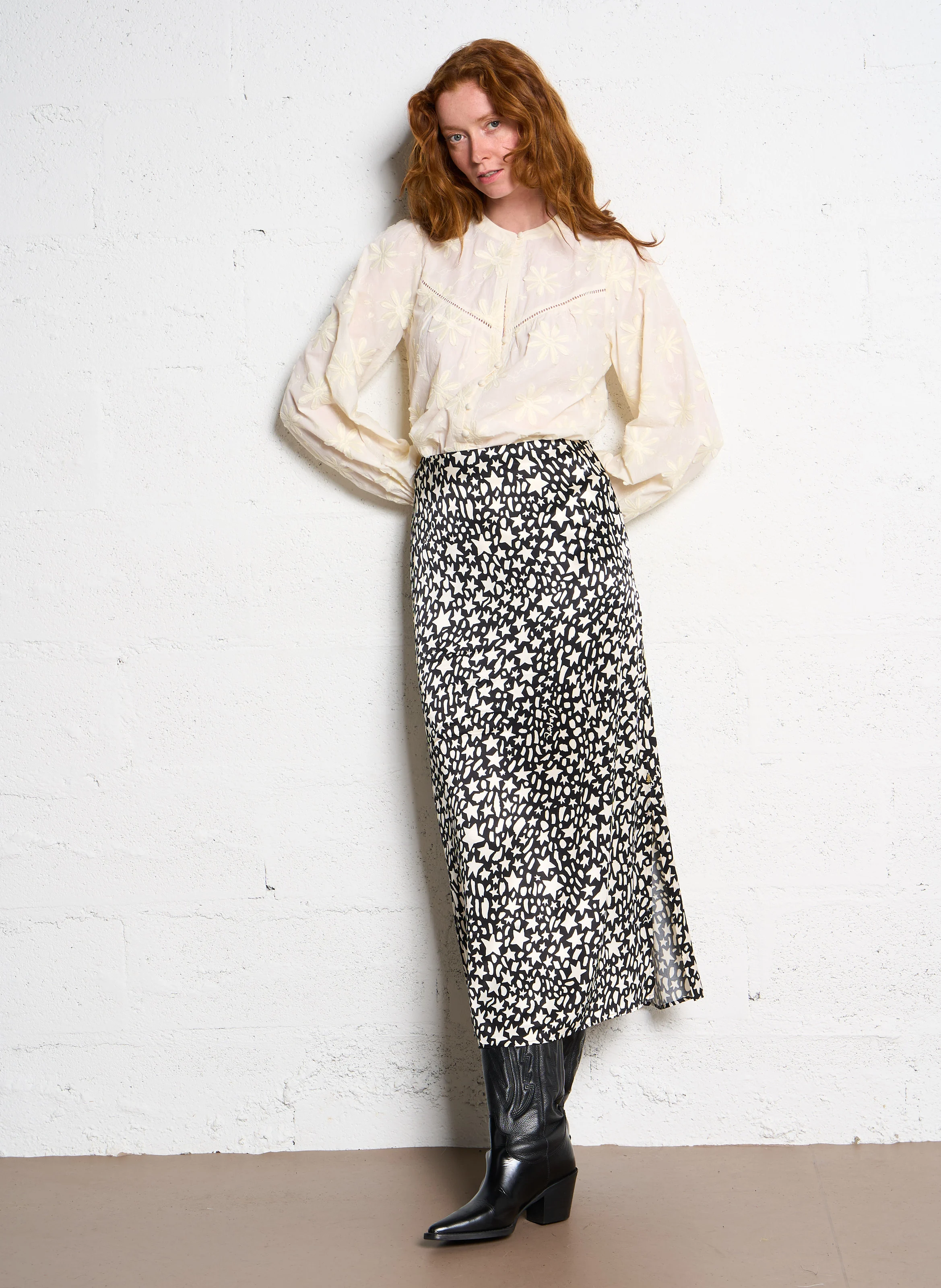 FIORE - Chemise droite brodée en coton | Blanc
