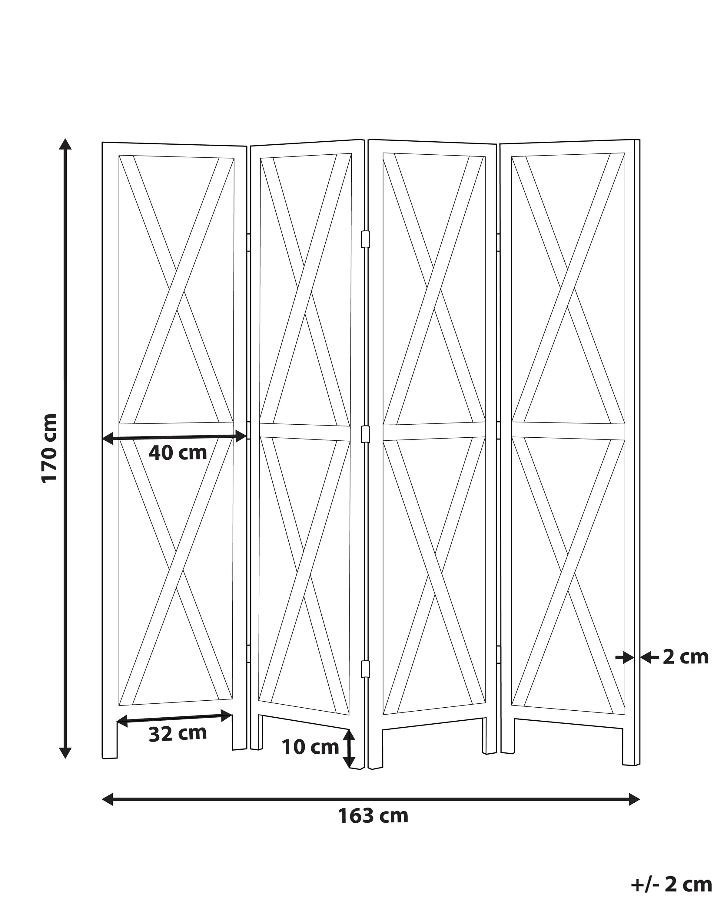 Roomdivider met 4 panelen RIDANNA Donkerbruin 163 cm 170 cm