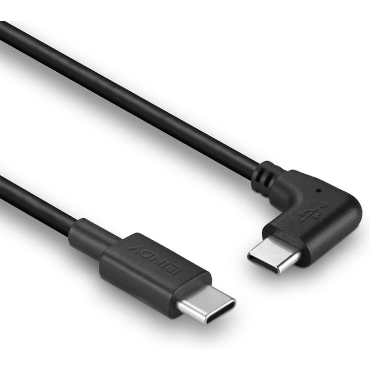 Lindy Câble USB 2.0 Type C de 1m, angle droit à 90°, PD 60W