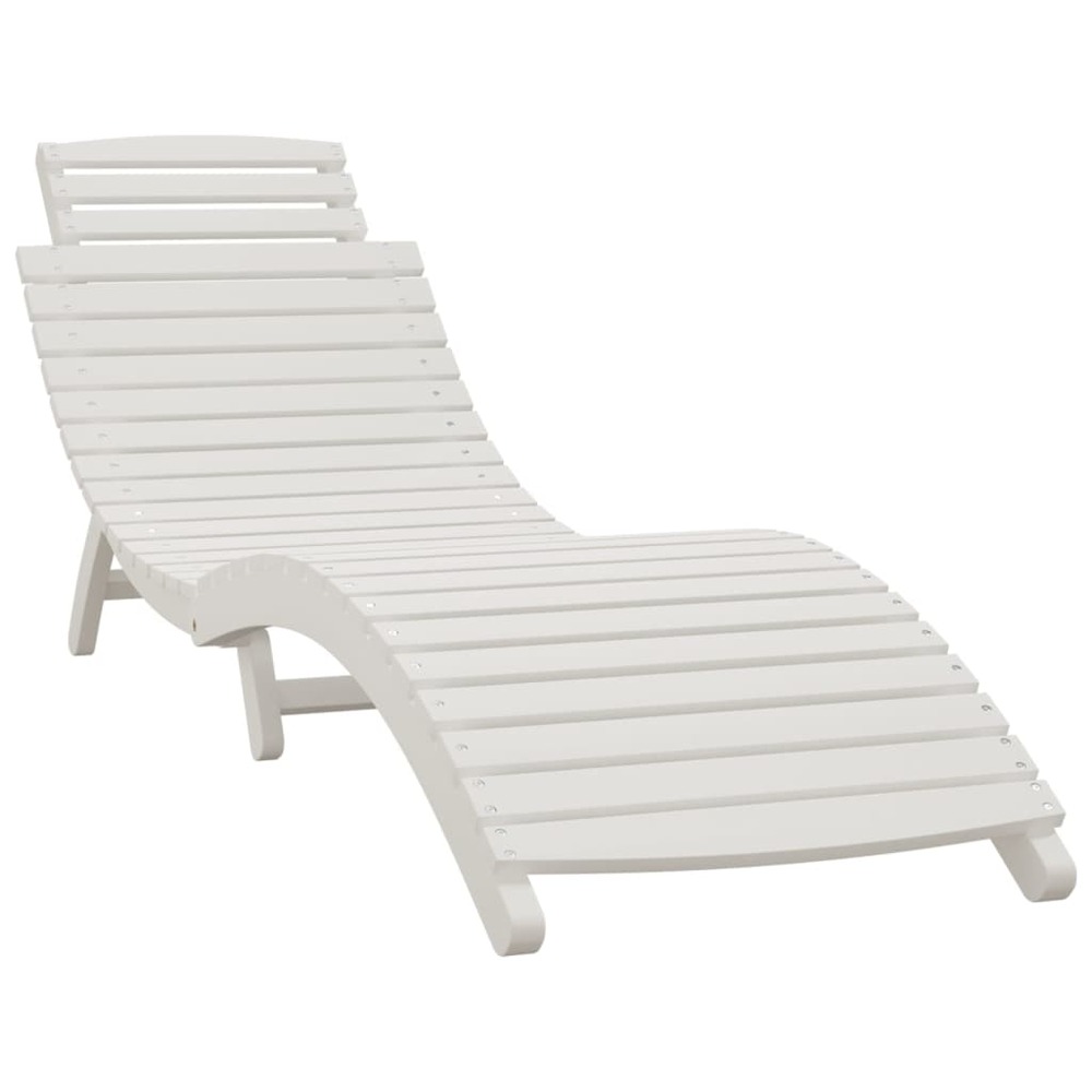 Lot de 2 transats chaise longue bain de soleil lit de jardin terrasse meuble d'extérieur avec table blanc bois massif d'acaci
