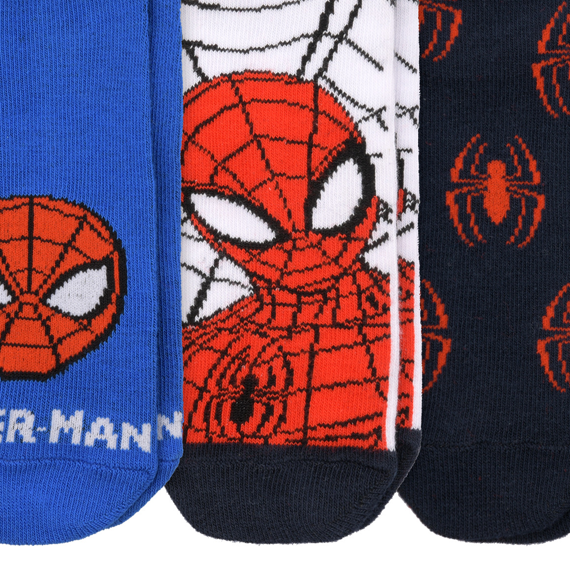 Topolino 3 Paar MARVEL Spider-Man Sneaker-Socken weiss / dunkelblau / blau