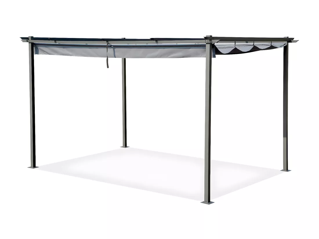 Pergola en métal avec toit rétractable - 3 x 4 m - Gris anthracite