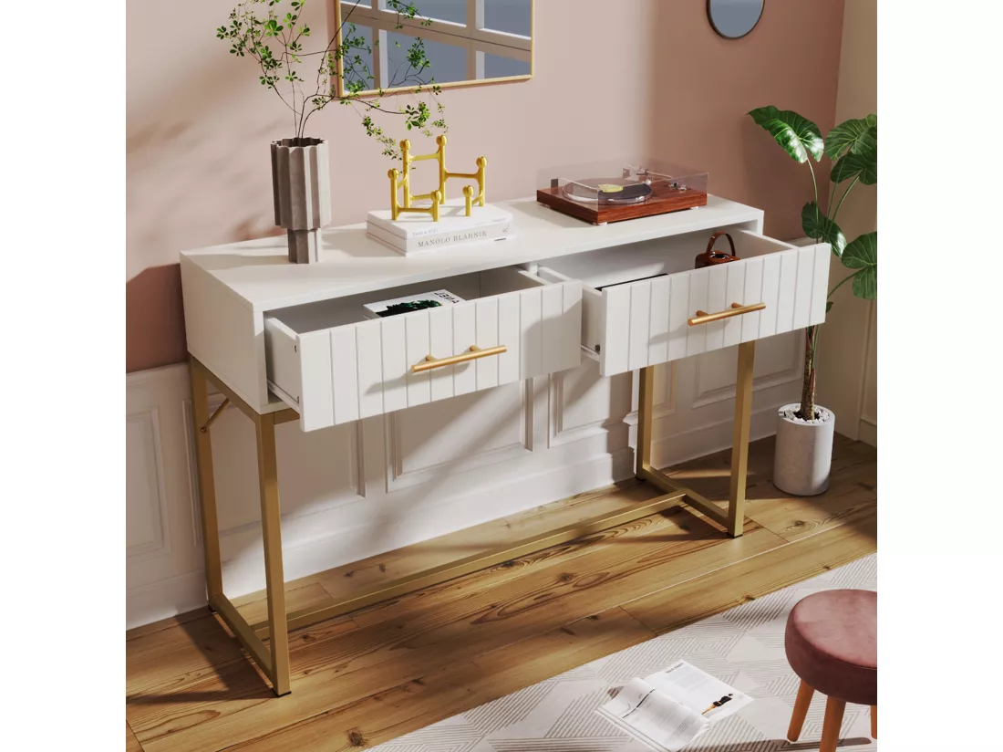 Armoire à tiroirs 2 tiroirs 75 cm de hauteur chambre à coucher plateau haut panneau latéral blanc - h75 / B100 / T45 cm