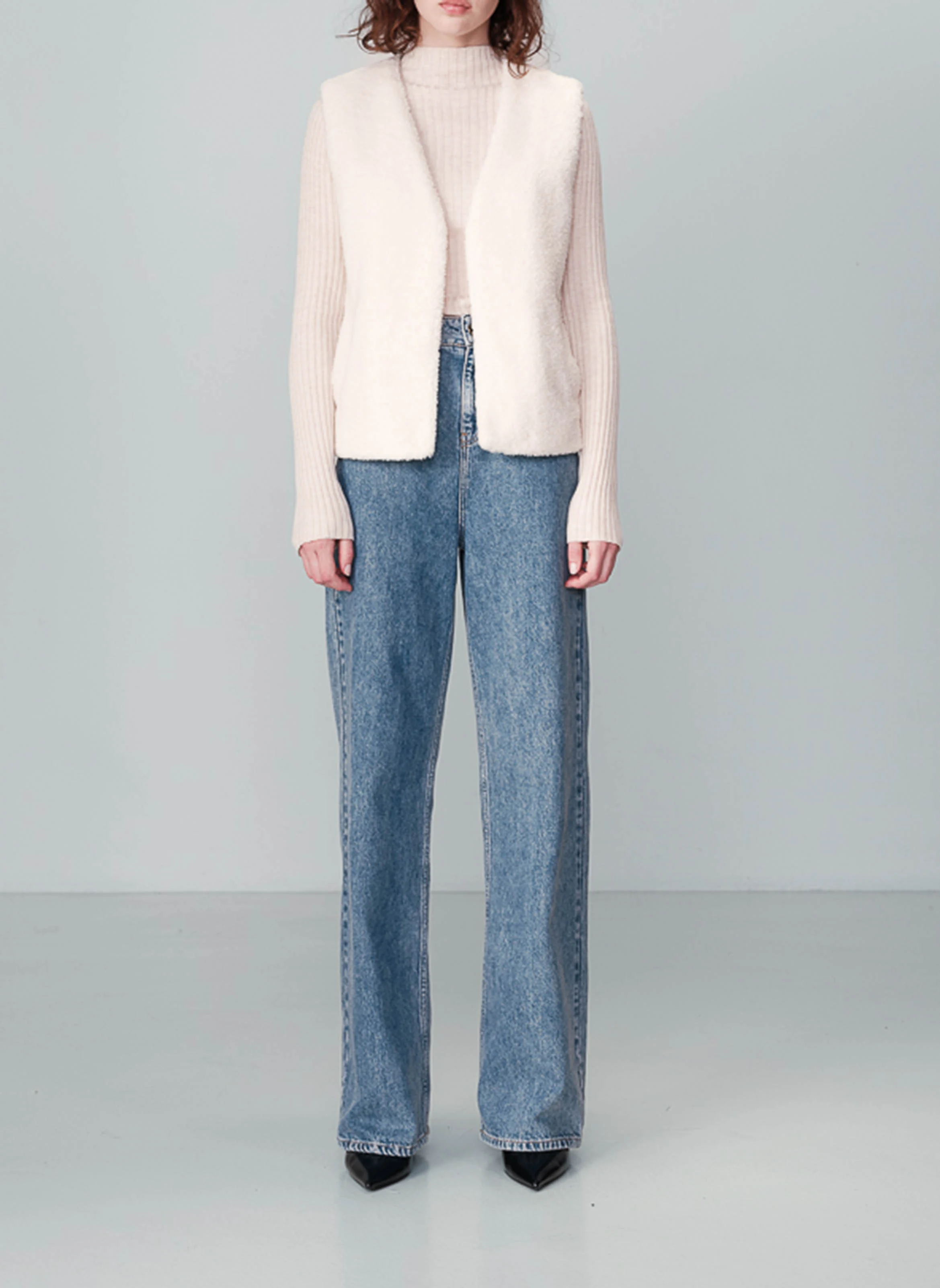 NIU - Veste courte sans manches effet shearling | Beige