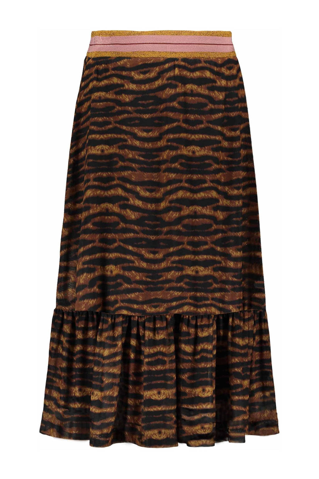 Like Flo semi-transparante rok met dierenprint camel/zwart