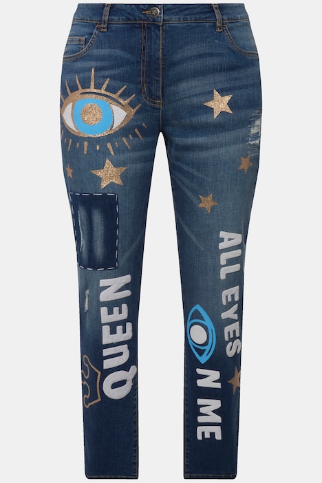 Jeans, WashOut, modische Drucke, 5-Pocket