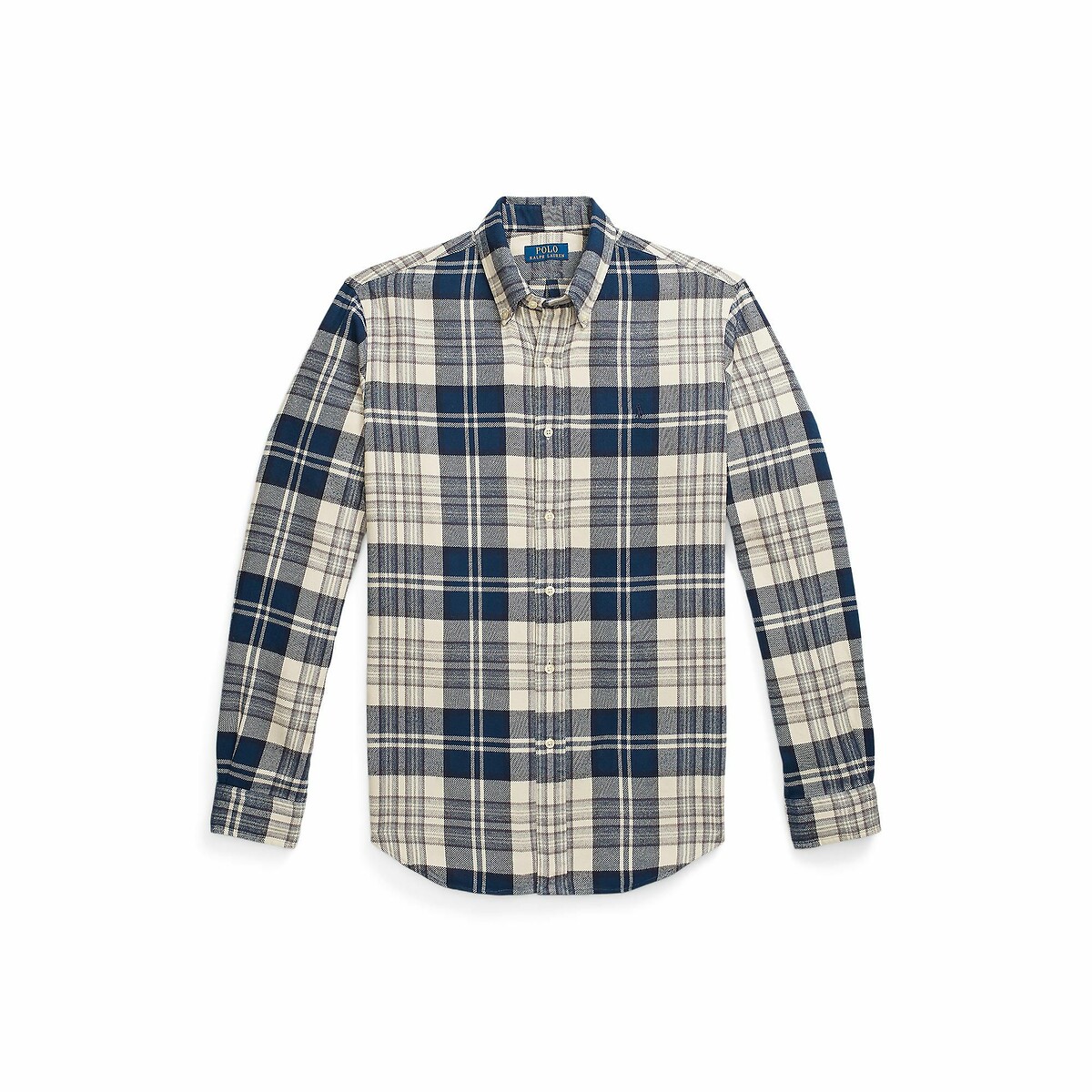 POLO RALPH LAUREN<br>Camisa reta com estampa xadrez e mangas compridas