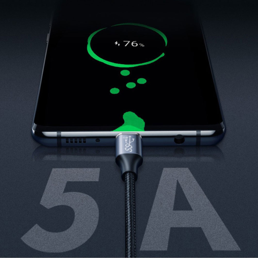 (1.5m) 100W USB C Power Delivery Schnell Ladekabel Nylon Datenkabel 4K@60Hz - Schwarz
