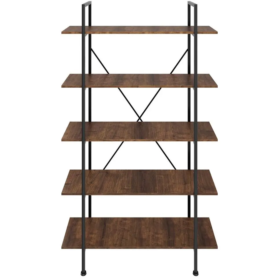 tectake Wandkast Glasgow 106 x 34,5 x 179,5cm, Industrieel Hout Donker, Rustiek
