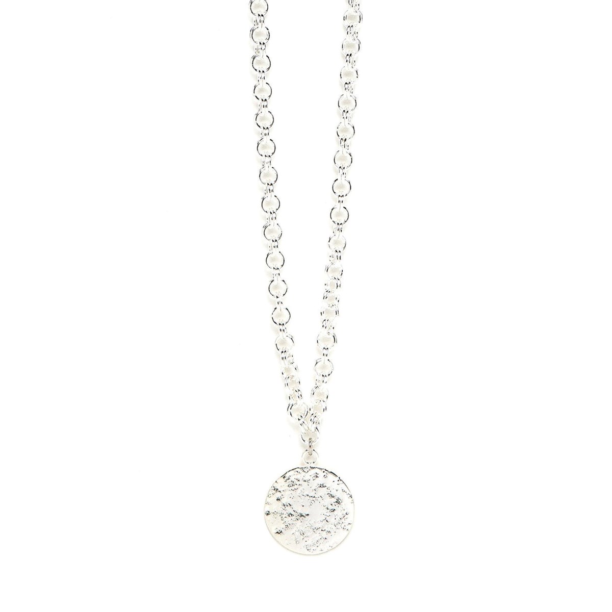 sautoir rond martelé plaqué argent - HESTIA