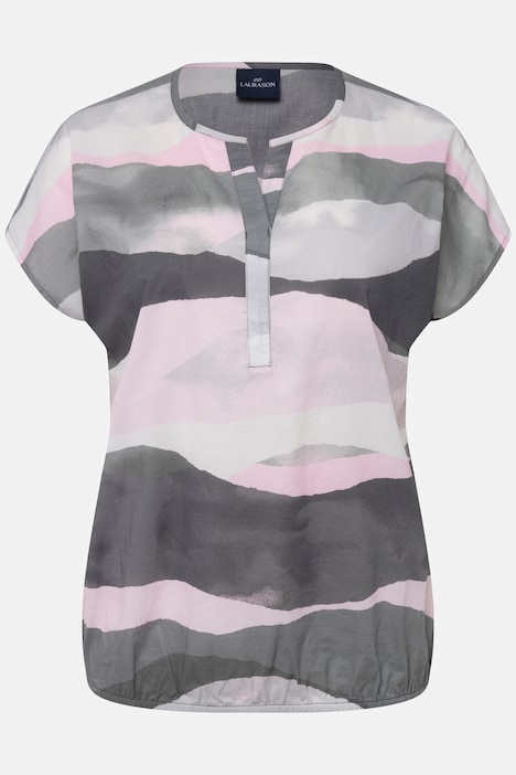 Bluse, Blätter Print, Rundhals