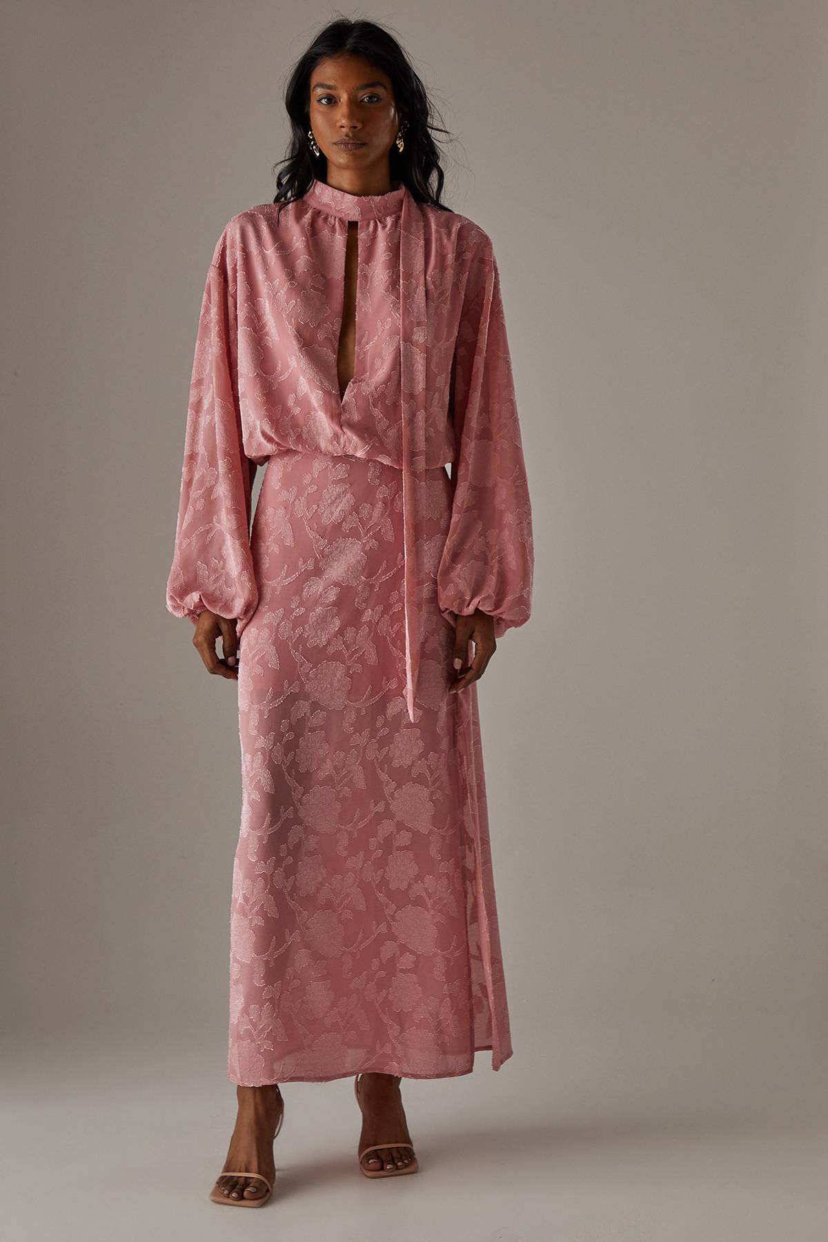 Warehouse Jupe Maxi En Mousseline Jacquard Coupée En Biais