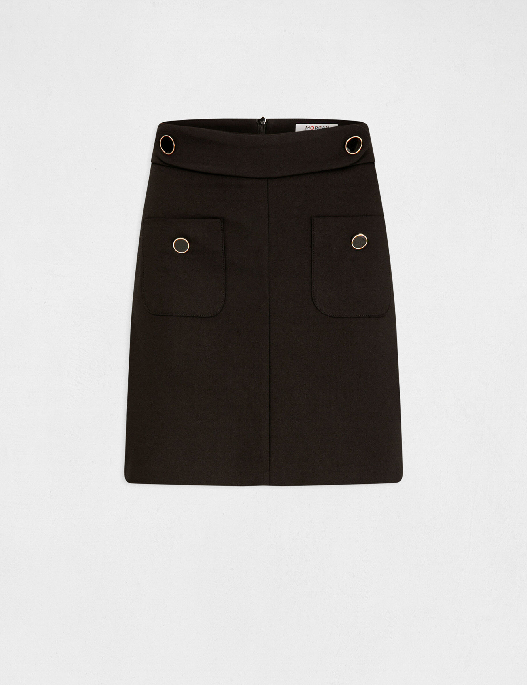 Jupe droite avec boutons noir femme - noir