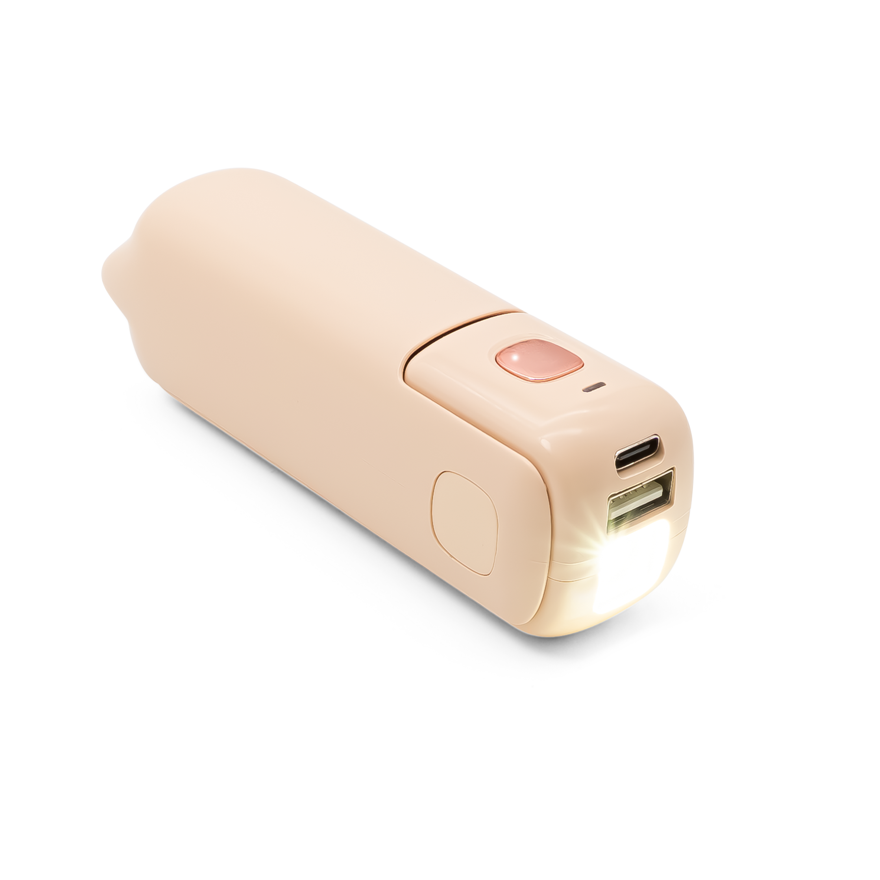(5V/1A) 3in1 2000mAh USB Powerbank Ladegerät mit Ventilator und LED Taschenlampe   Trageschlaufe - Rosa