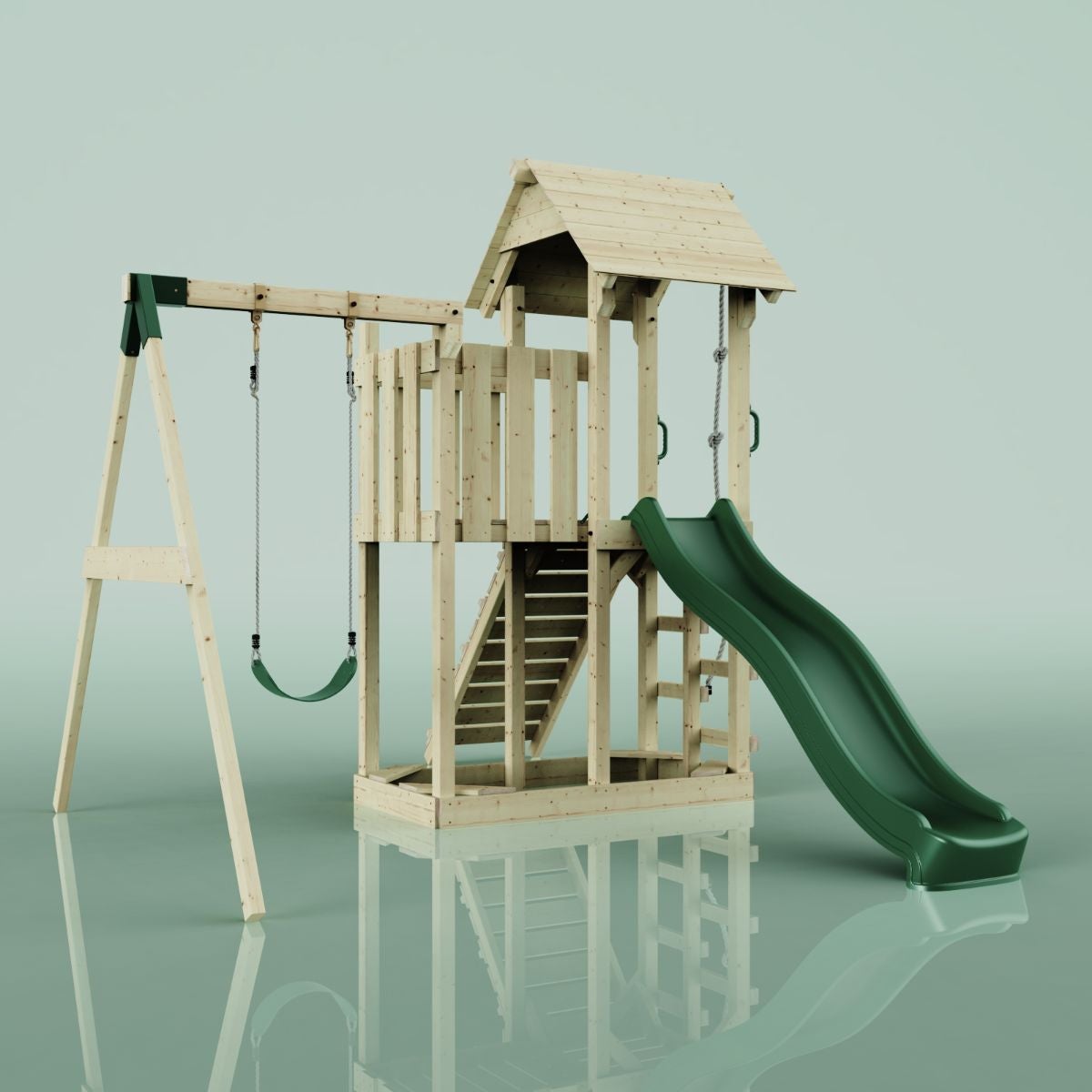 PolarPlay Bergen houten speeltoren in de kleur groen
