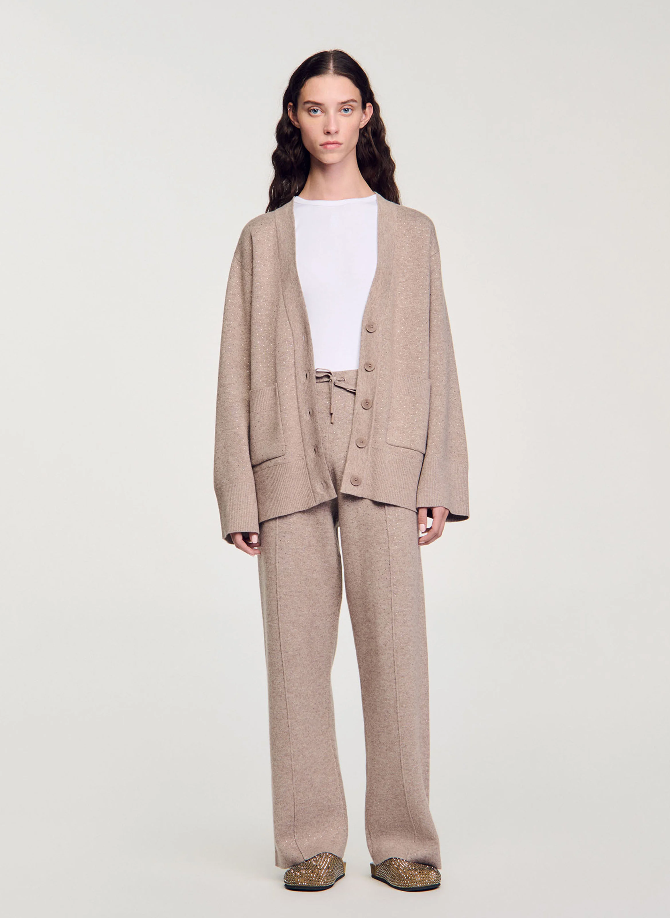 Cardigan ample en maille | Beige