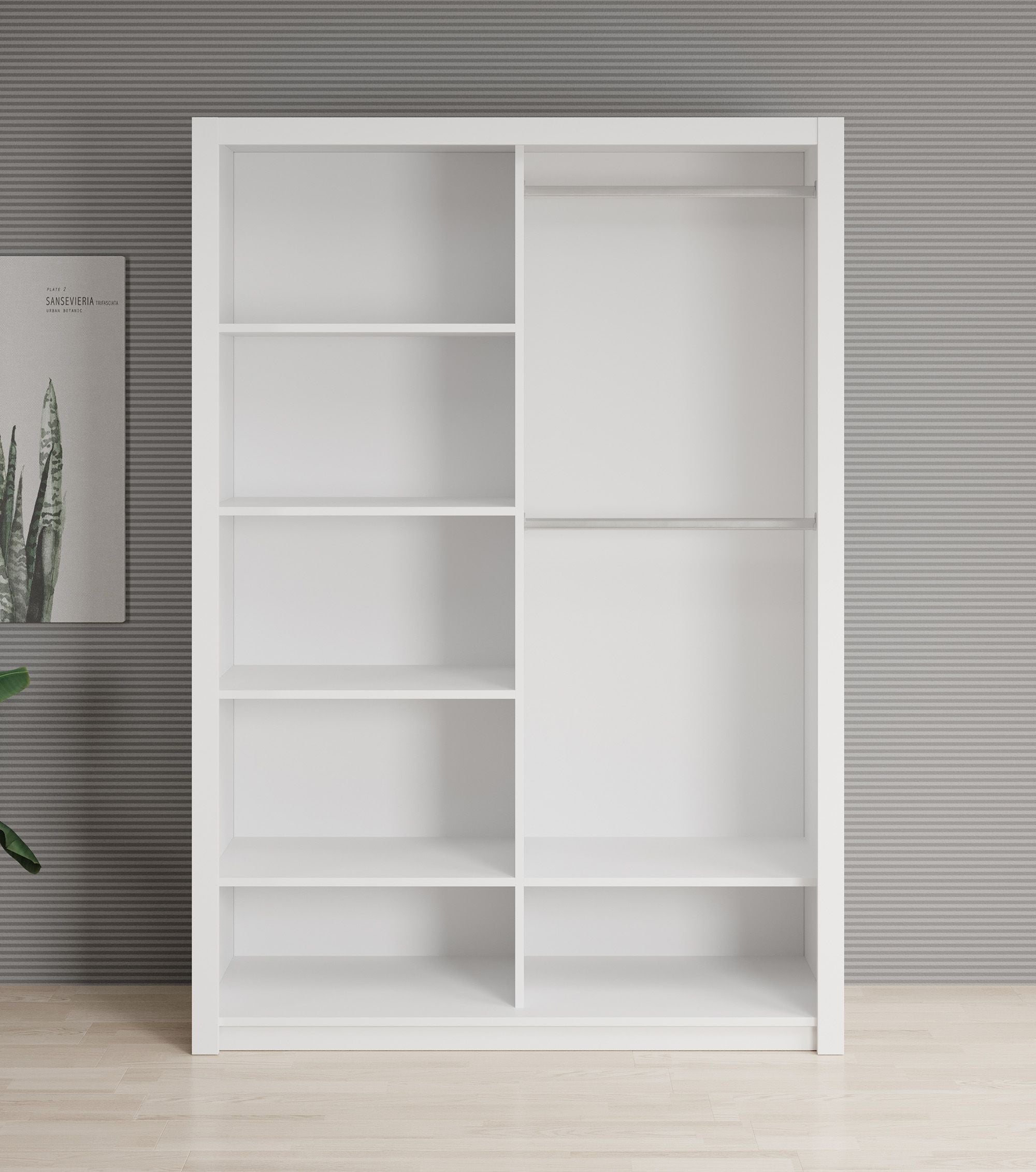 Blake - Kledingkast met spiegel - Wit - 150x62x215 cm